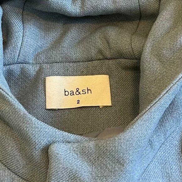ba&sh Cotton Wool Blend Toggle Coat Jacket Waist-Length Blue Hooded Size 8 Women - Picture 11 of 12